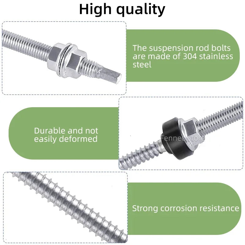 Solar Hanger Bolts Solar Panel Roof Mounting Screws 4/6pcs M10 Solar Accessories Photovoltaic Roof Bracket 304 Stainless Steel