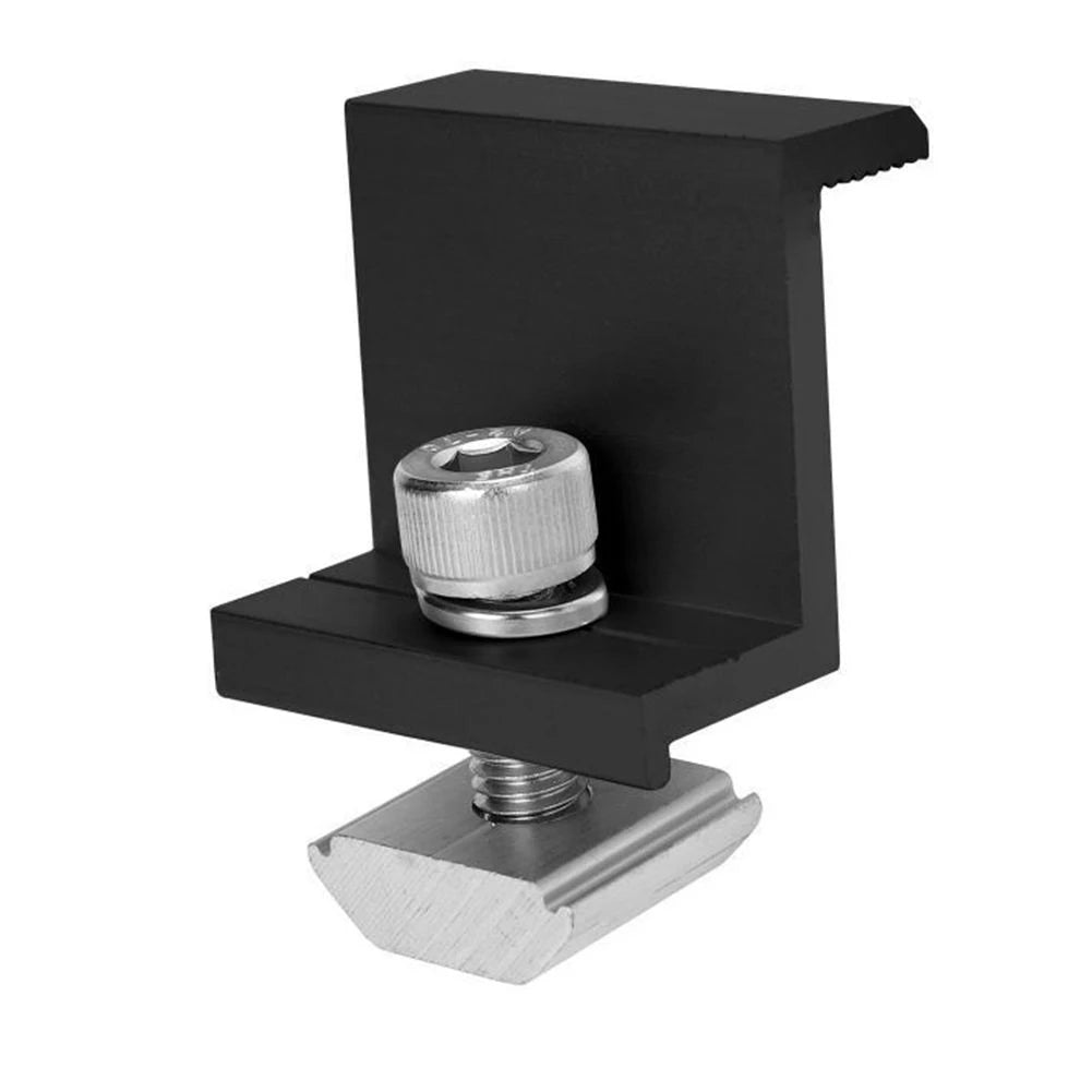 4Pcs End Clamp PV Solar Panel Mount Accessories PV End Clamp Aluminum Alloy Black Photovoltaic Bracket Side Pressure Block