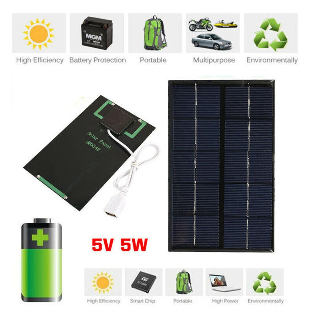 USB Solar Panel Outdoor 10W 5V Portable Solar Charger Pane Climbing Fast Charger Polysilicon Travel DIY Solar Charger Generator