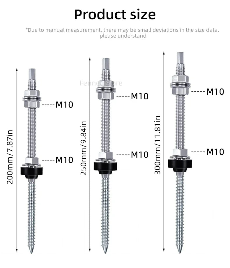 Solar Hanger Bolts Solar Panel Roof Mounting Screws 4/6pcs M10 Solar Accessories Photovoltaic Roof Bracket 304 Stainless Steel