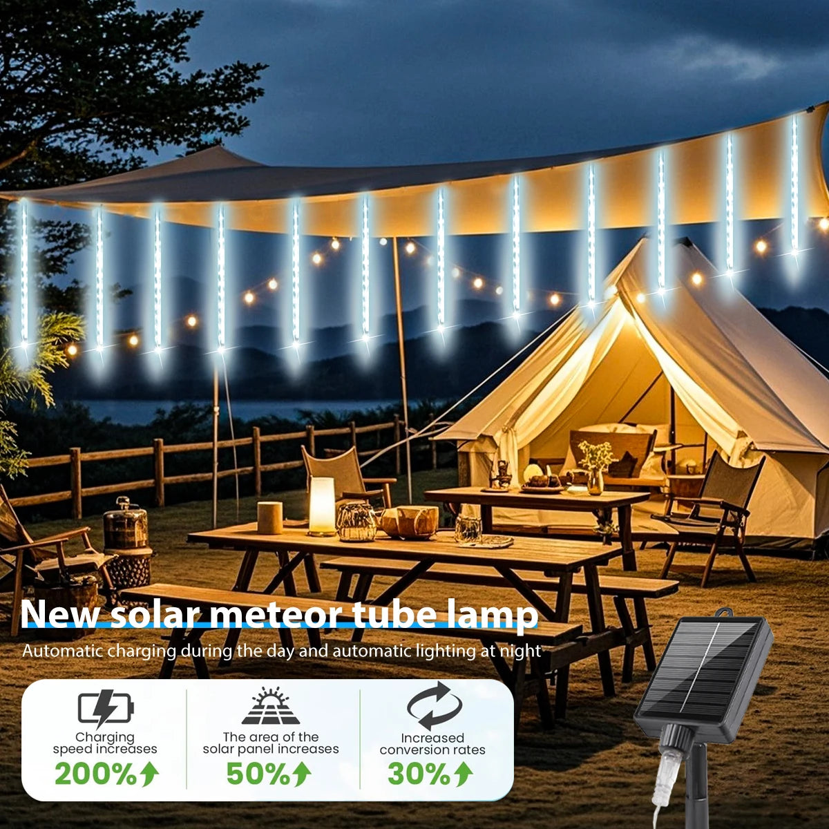 Catena Luci LED Solare Meteor Impermeabile