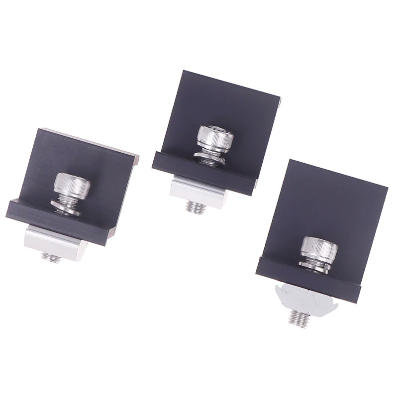 10pcs Solar Panel Mounting Fixing Clamp Adjustable Bracket End & Mid Clamp PV Panel Clip For Solar Panel PV Install Accessories
