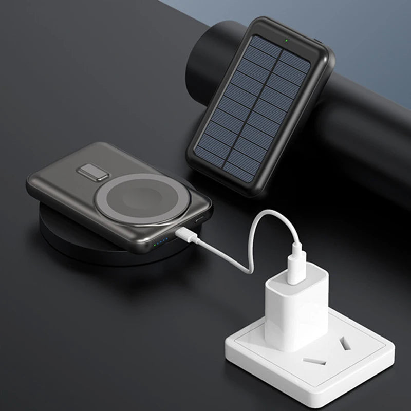 Solar Power Bank 10000mAh Magnetic Wireless Charger Magsafe Powerbank for iPhone 16 15 14 13 Mini Portable Charger Spare Battery