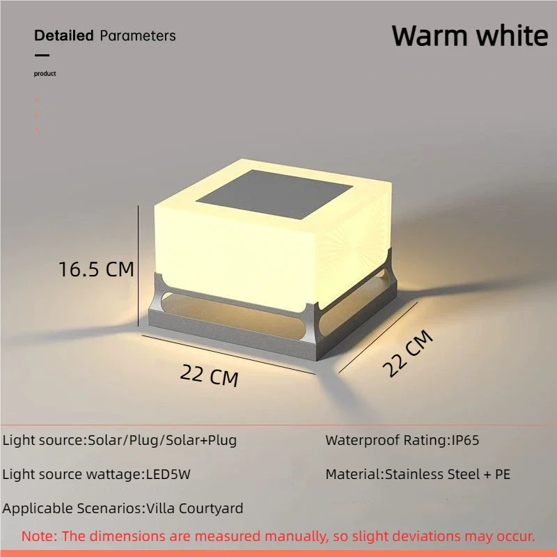 Modern Solar Outdoor Waterproof Decorations Door Post Atmosphere Light Yard Patio Pathway Courtyard Square Wall Pillar Light