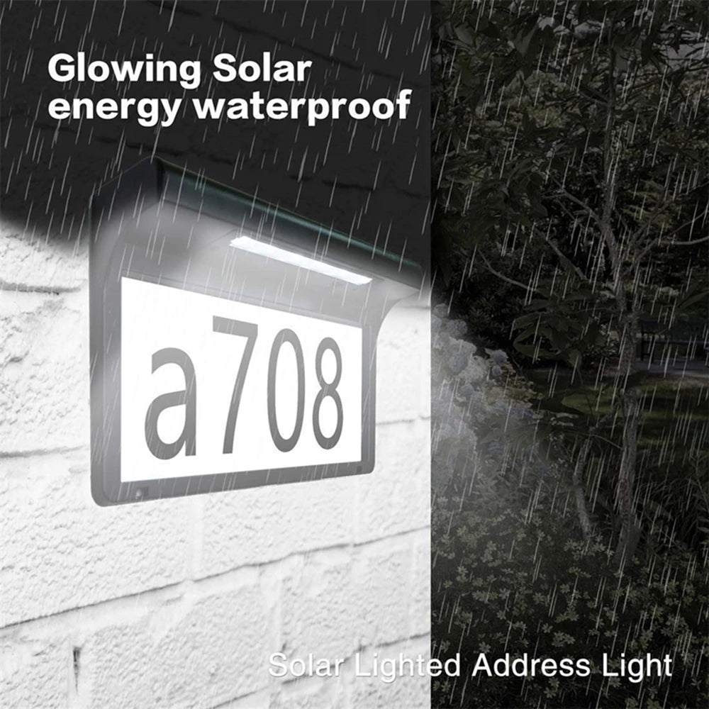 Solar House Number Light Outdoor Waterproof LED Address Sign Lamp Wireless Sunpower Garden Door Decorative Plaque Wall Light