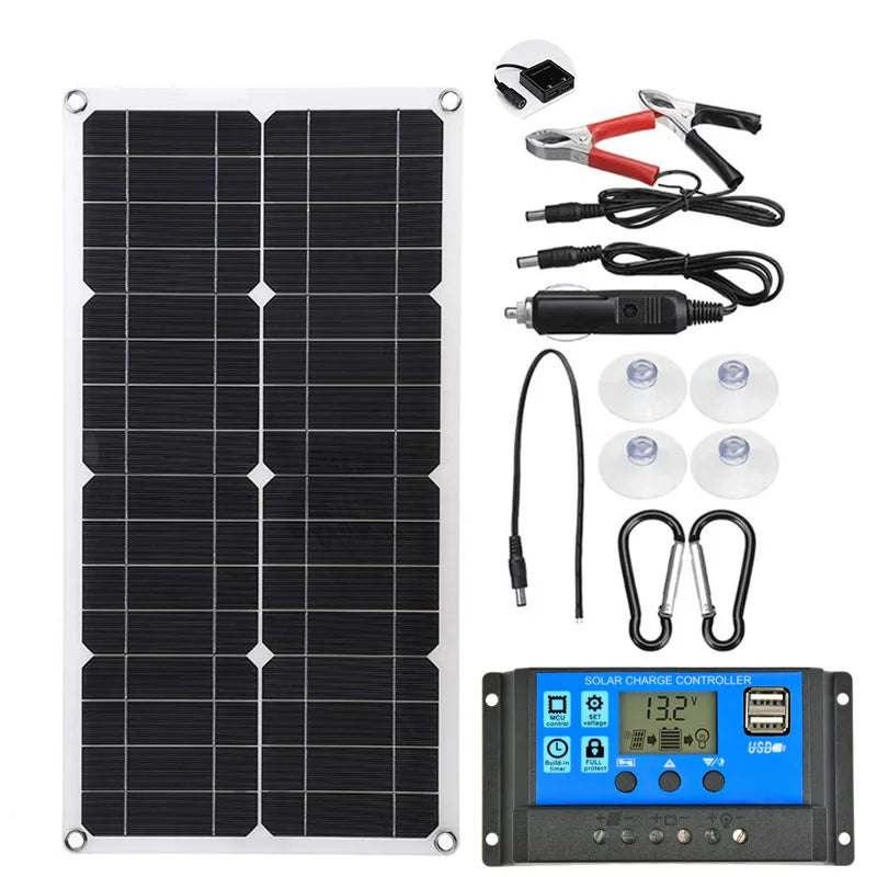 600W Solar Panel 12V Solar Kit Flexible Portable With 100A Controller Suitable For Home Outdoor Camping Mobile RV Solar Charger