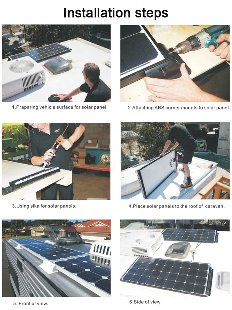 Solar Panel Mounting Fixing Bracket Kit Wire Box RV Roof Top Solar PV ABS Supporting Holder For Caravan Camper Boat Motorhomes