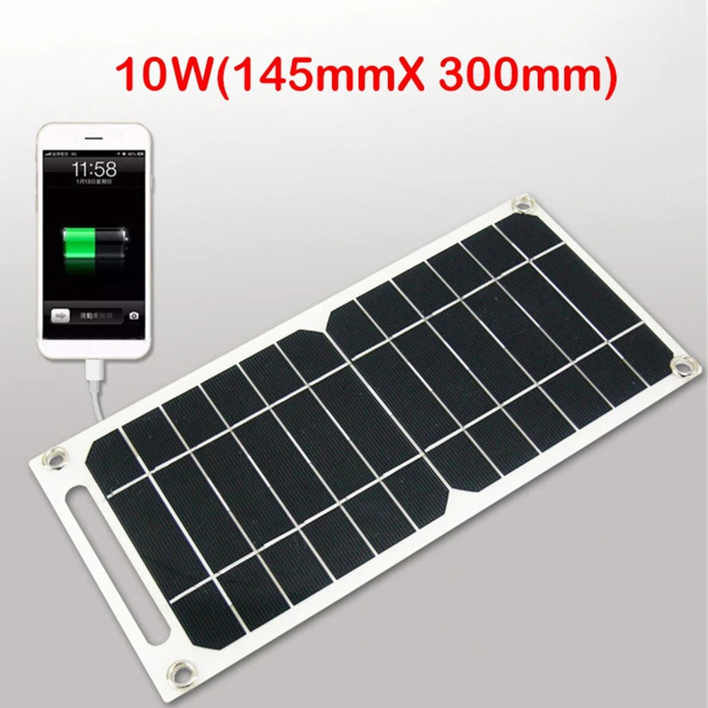 USB Solar Panel Outdoor 10W 5V Portable Solar Charger Pane Climbing Fast Charger Polysilicon Travel DIY Solar Charger Generator