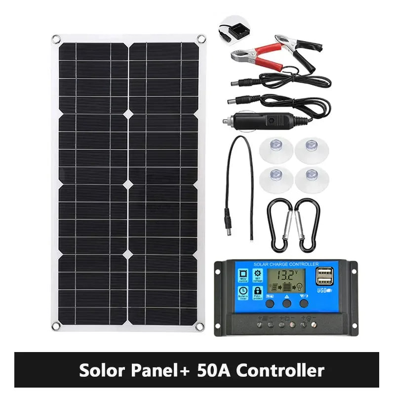 600W Solar Panel 12V Solar Kit Flexible Portable With 100A Controller Suitable For Home Outdoor Camping Mobile RV Solar Charger