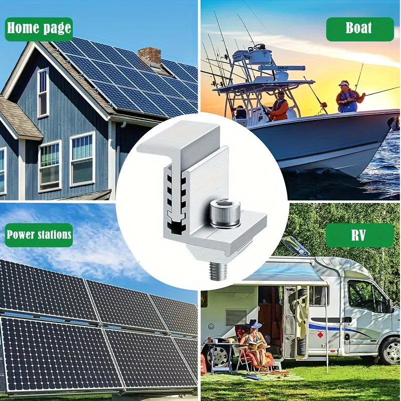 1 set of 4pcs Solar Panel Mounting Brackets Adjustable End Panel Clamp Aluminum Bracket For Solar Panel Photovoltaic Mounting