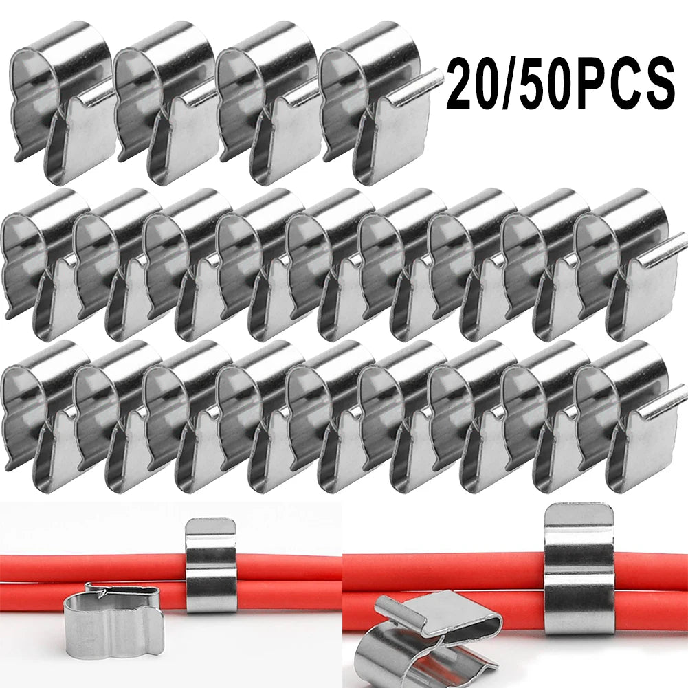 50/20 Pcs Solar Panel Wire Clip For 2x6mm Stainless Steel Cable Trailer Photovoltaic Clamps Clip Organizer For PV Wiring Boat