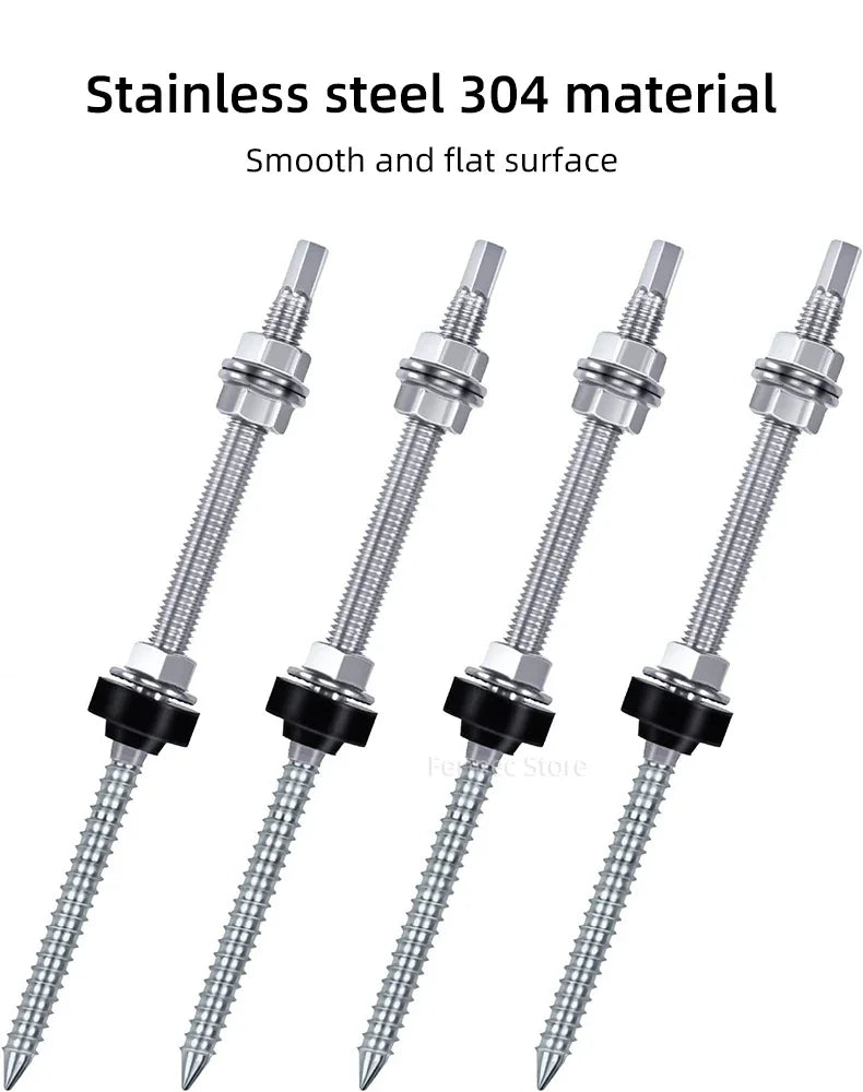 Solar Hanger Bolts Solar Panel Roof Mounting Screws 4/6pcs M10 Solar Accessories Photovoltaic Roof Bracket 304 Stainless Steel