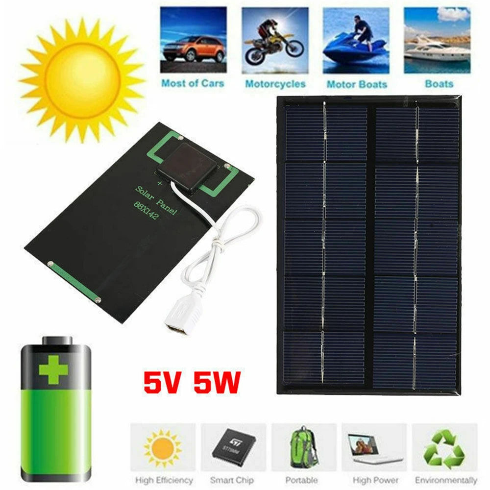 USB Solar Panel Outdoor 10W 5V Portable Solar Charger Pane Climbing Fast Charger Polysilicon Travel DIY Solar Charger Generator