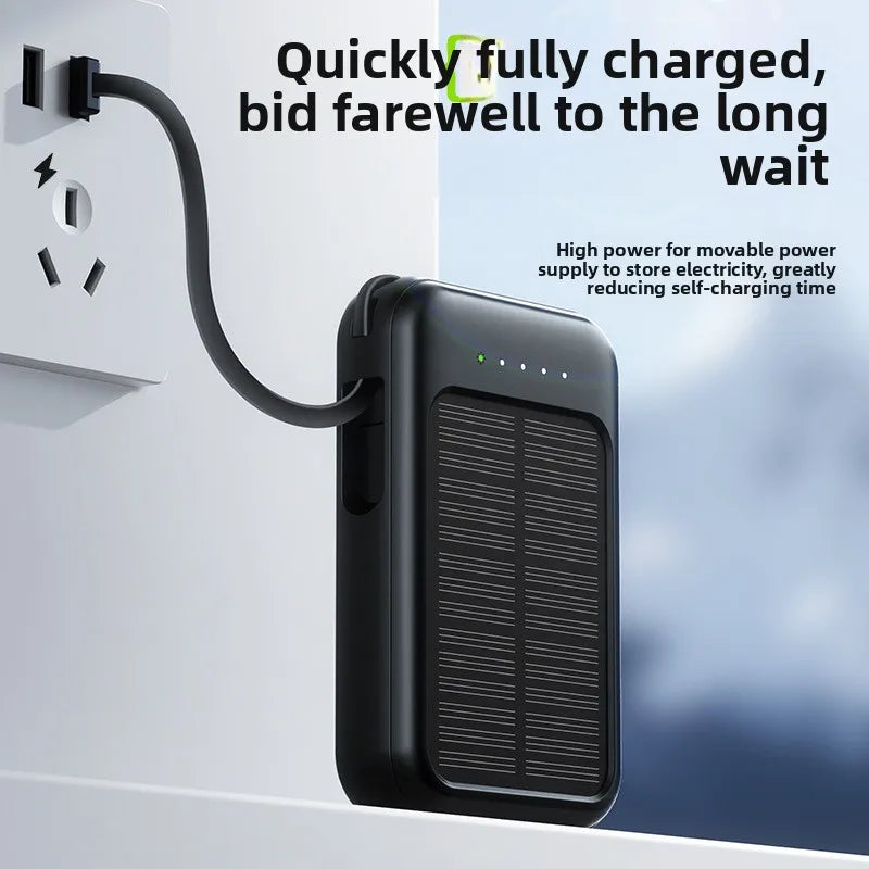 20000 MAh Large Capacity Solar Power Bank Portable Self-contained Four-wire Mini Power Bank Wholesale 4 Outputs And 3 Inputs