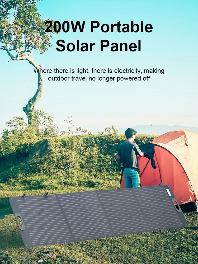 200W ETFE Flexible Foldable Solar Panel 100W Camping Portable Folding Solar Panel Kit High Efficience Travel&Phone&Boat&RV 20.5V