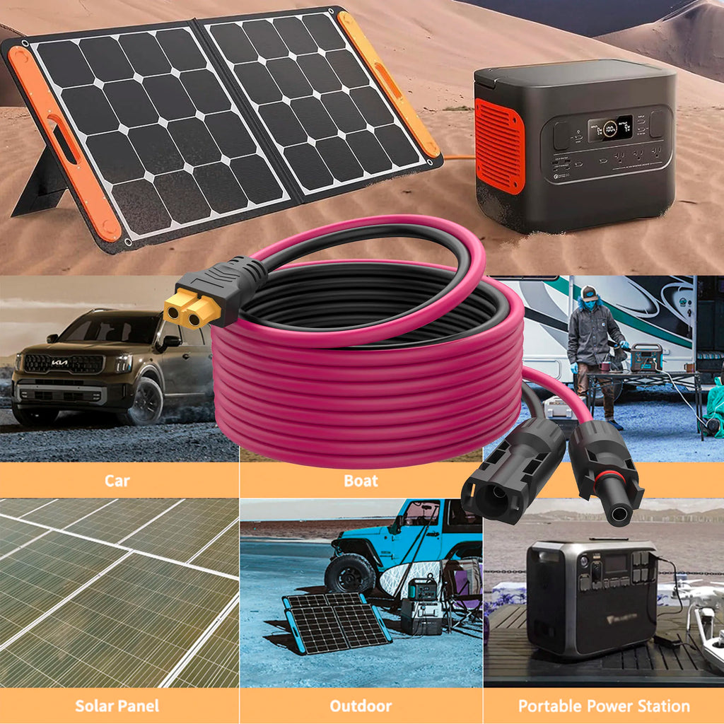 Solar to XT60 extension cable 12AWG 30A solar connector to XT60 adapter cable suitable for solar panel to portable power station