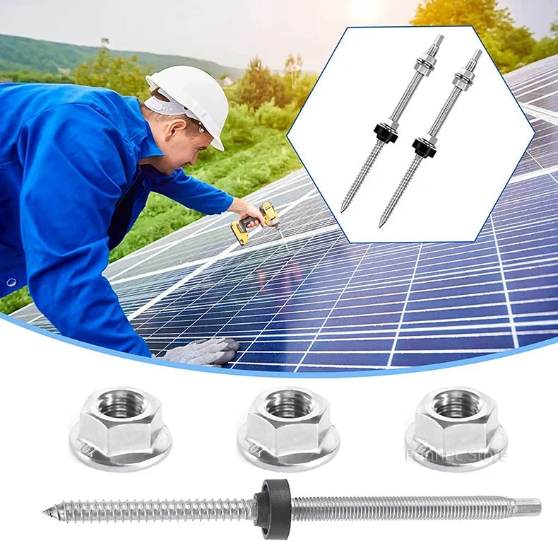 Solar Hanger Bolts Solar Panel Roof Mounting Screws 4/6pcs M10 Solar Accessories Photovoltaic Roof Bracket 304 Stainless Steel