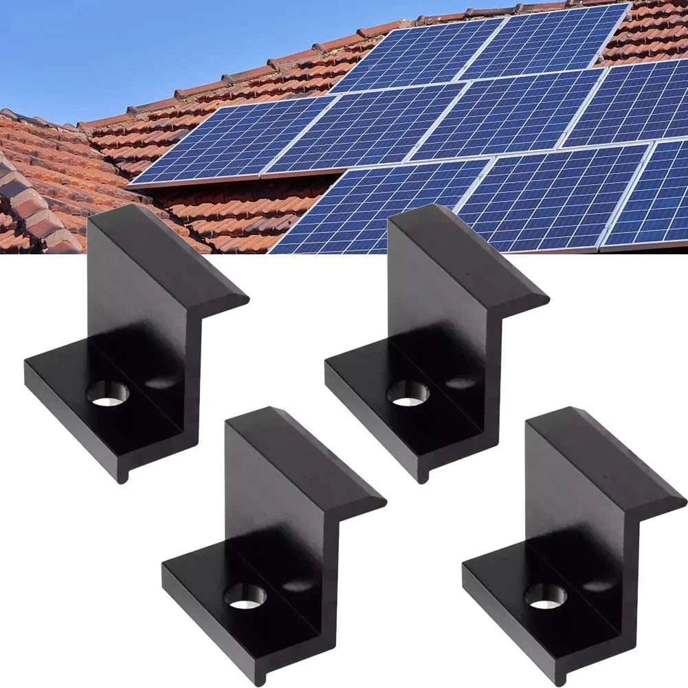 4Pcs End Clamp PV Solar Panel Mount Accessories PV End Clamp Aluminum Alloy Black Photovoltaic Bracket Side Pressure Block