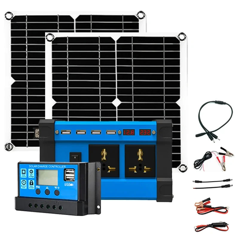 kit solar 6000W Inverter 30A Controller 200W solar panel 220v full set for house Smart Phone Camping Home solar system for home