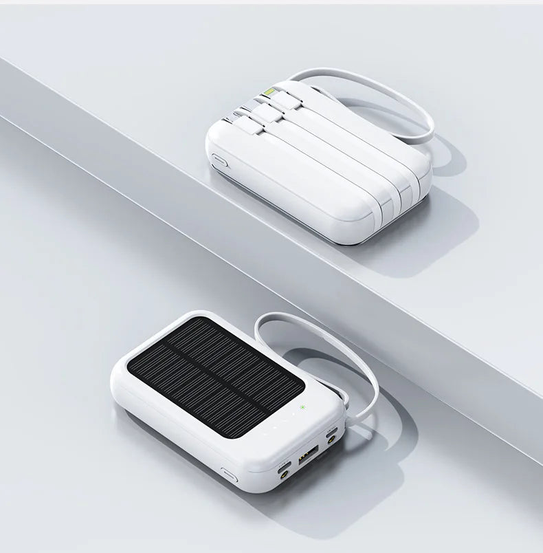 20000 MAh Large Capacity Solar Power Bank Portable Self-contained Four-wire Mini Power Bank Wholesale 4 Outputs And 3 Inputs