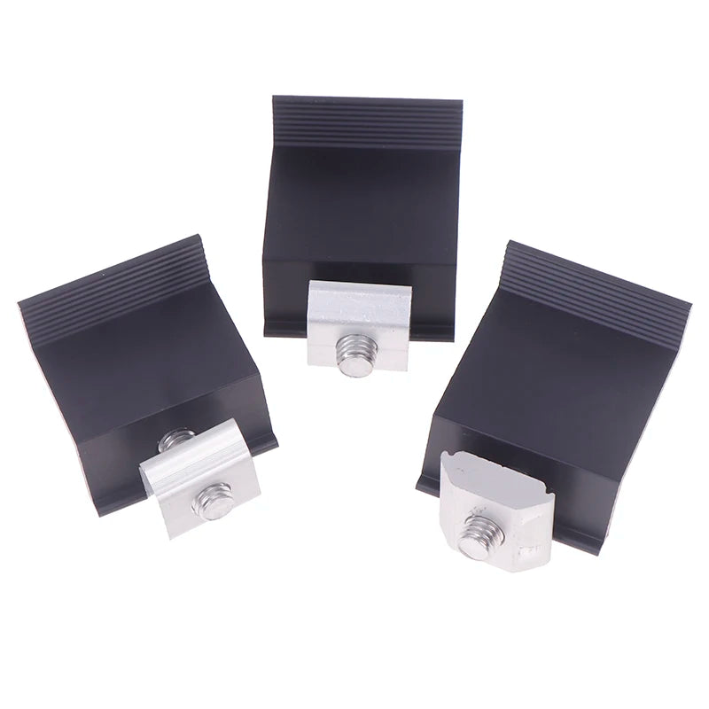 10pcs Solar Panel Mounting Fixing Clamp Adjustable Bracket End & Mid Clamp PV Panel Clip For Solar Panel PV Install Accessories