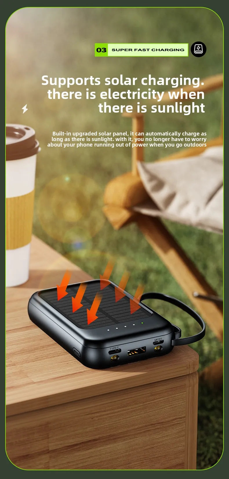 20000 MAh Large Capacity Solar Power Bank Portable Self-contained Four-wire Mini Power Bank Wholesale 4 Outputs And 3 Inputs