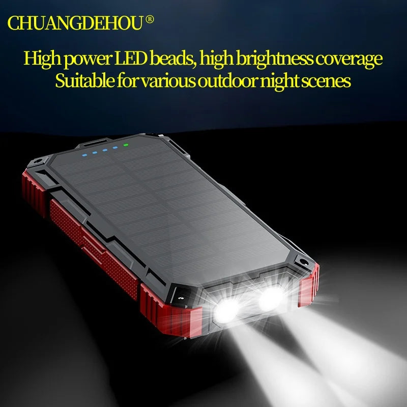 Portable Solar Power Bank Pd22.5W Fast Charging 20000Mah Large Capacity, Wireless Fast Charging and Comes with 4 USB Cable Mobile Power Supply, with Strong Light Led Light, Solar Power Bank Fast Rechargeable Battery