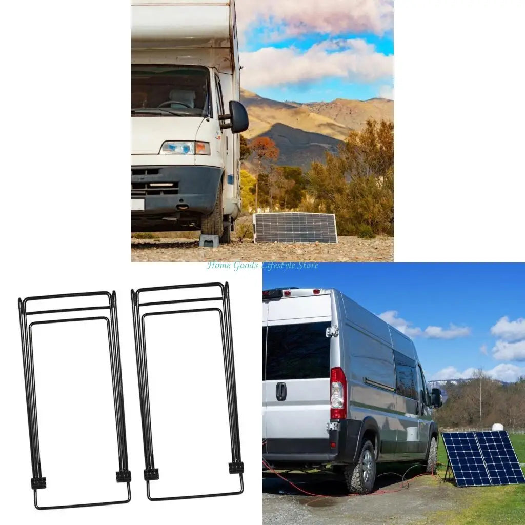 E74E Set of 2 Multipurpose Solars Panel Holders for Efficients Energy Use Outdoors