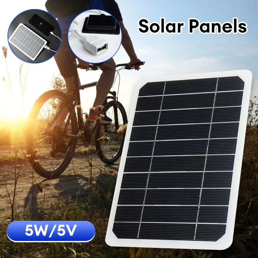 USB Solar Panel for Mobile Charging Outdoor 5W 5V Portable Solar Charger Waterproof Solar Charger With Wires for Bicycles Mobile