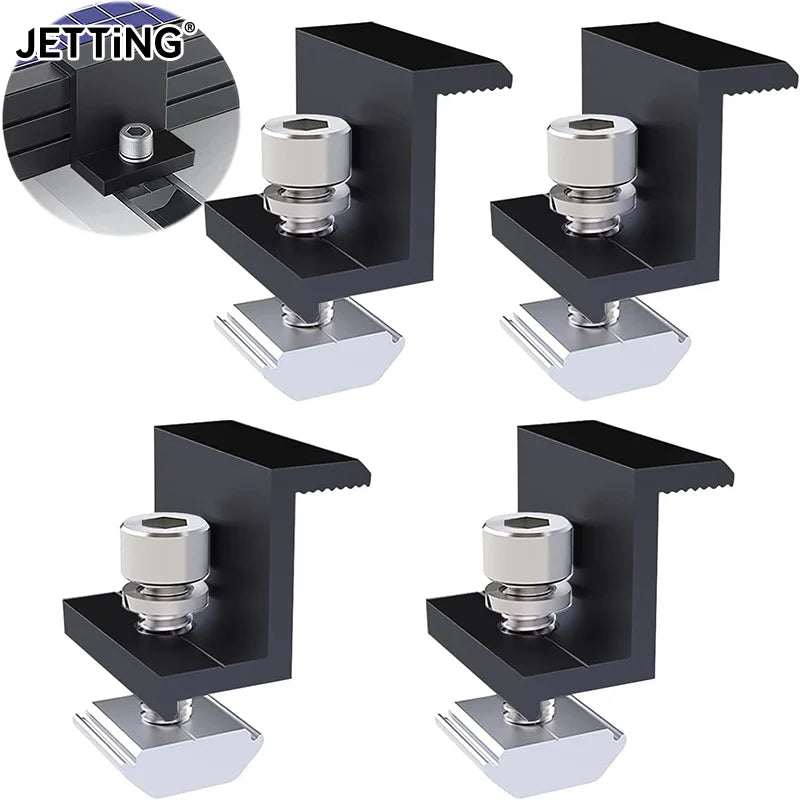 10pcs Solar Panel Mounting Fixing Clamp Adjustable Bracket End & Mid Clamp PV Panel Clip For Solar Panel PV Install Accessories