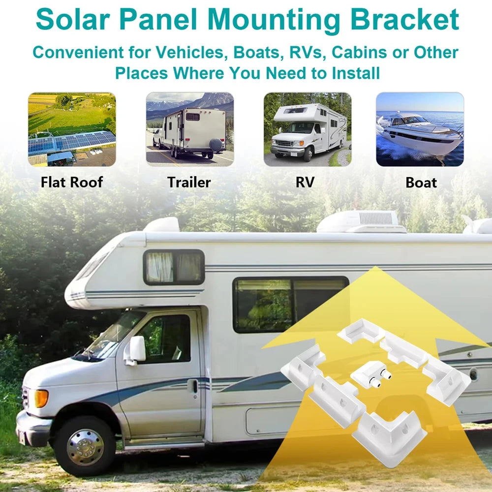 Solar Panel Mounting Fixing Bracket Kit Wire Box RV Roof Top Solar PV ABS Supporting Holder For Caravan Camper Boat Motorhomes