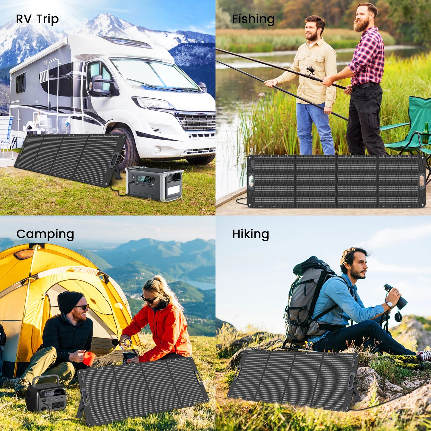 200W ETFE Flexible Foldable Solar Panel 100W Camping Portable Folding Solar Panel Kit High Efficience Travel&Phone&Boat&RV 20.5V
