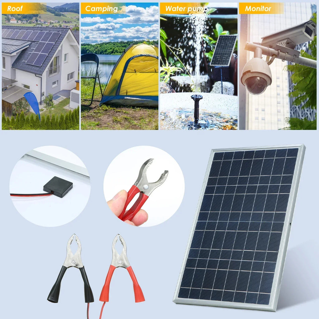 20W/H Solar Panel Kit Complete12V Polycrystalline Power Portable Outdoor Rechargeable Solar Cell Solar Generator for Home