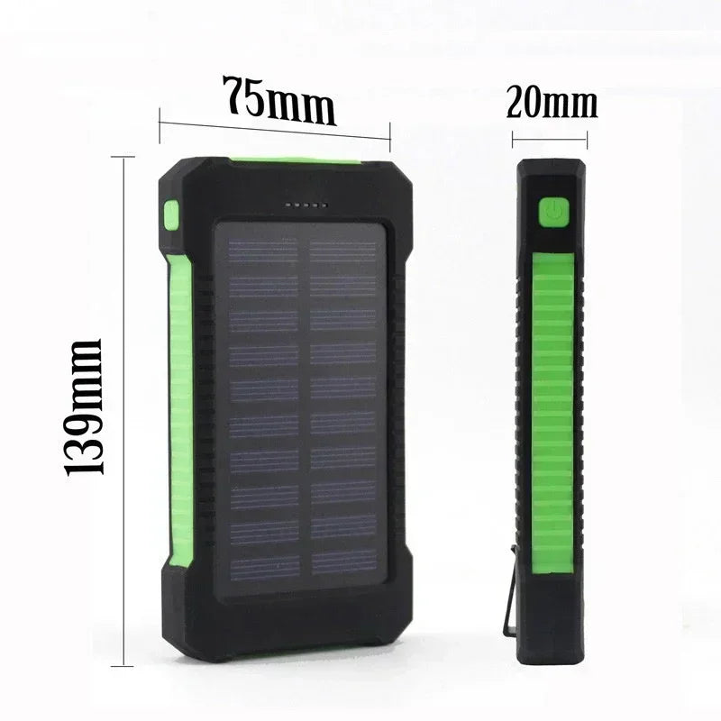 Solar Power Bank 100000mAh External Battery Portable Charger Waterproof Power Bank with SOS Flashlight for IPhone Xiaomi Huawei