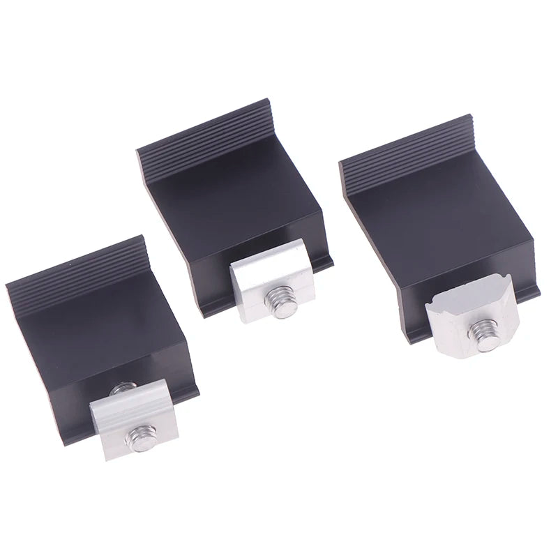 10pcs Solar Panel Mounting Fixing Clamp Adjustable Bracket End & Mid Clamp PV Panel Clip For Solar Panel PV Install Accessories