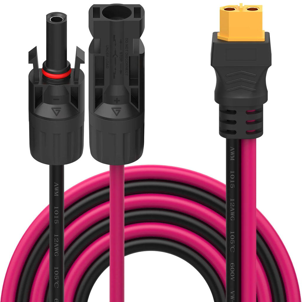 Solar to XT60 extension cable 12AWG 30A solar connector to XT60 adapter cable suitable for solar panel to portable power station