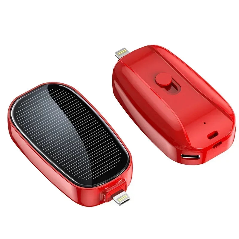 Solar Power Bank Mini Key Ring Portable Charger 1200mAh Outdoor Camping External Battery Emergent Power Cargador Portátil 보조배터리