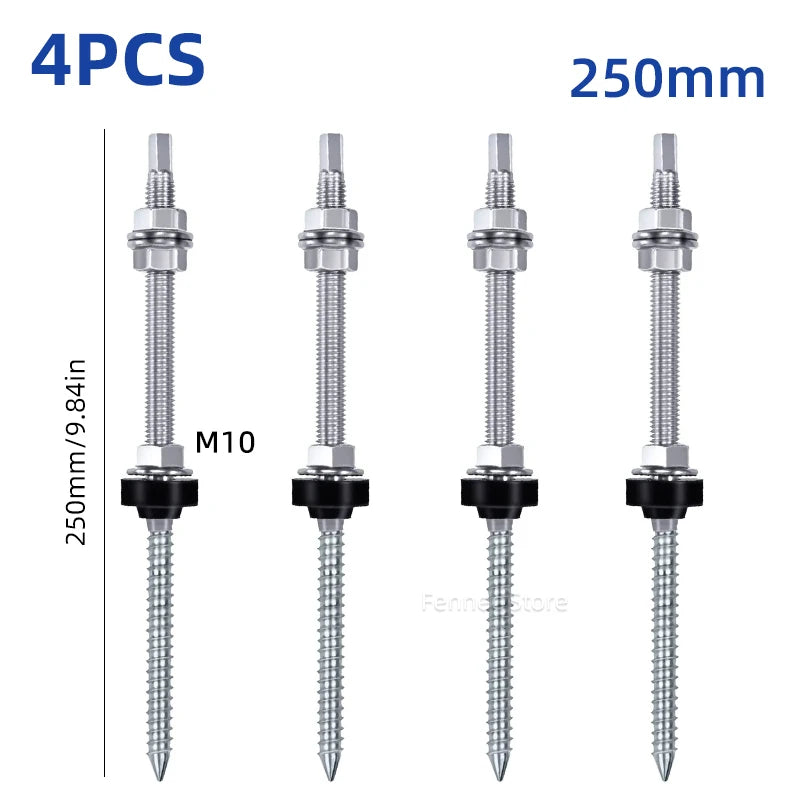 Solar Hanger Bolts Solar Panel Roof Mounting Screws 4/6pcs M10 Solar Accessories Photovoltaic Roof Bracket 304 Stainless Steel