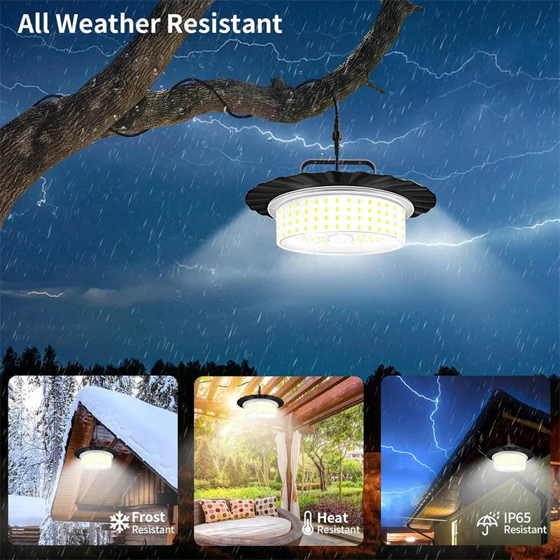 Solar Shed Light Indoor Outdoor, 244LED Pendant Light, Motion Sensor Solar Indoor Light With Remote Control for Home Yard Garage