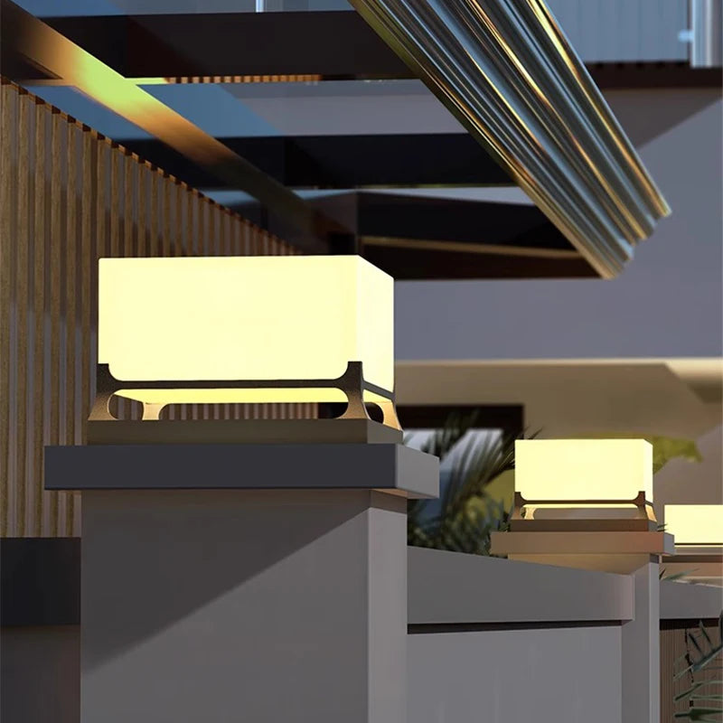 Modern Solar Outdoor Waterproof Decorations Door Post Atmosphere Light Yard Patio Pathway Courtyard Square Wall Pillar Light