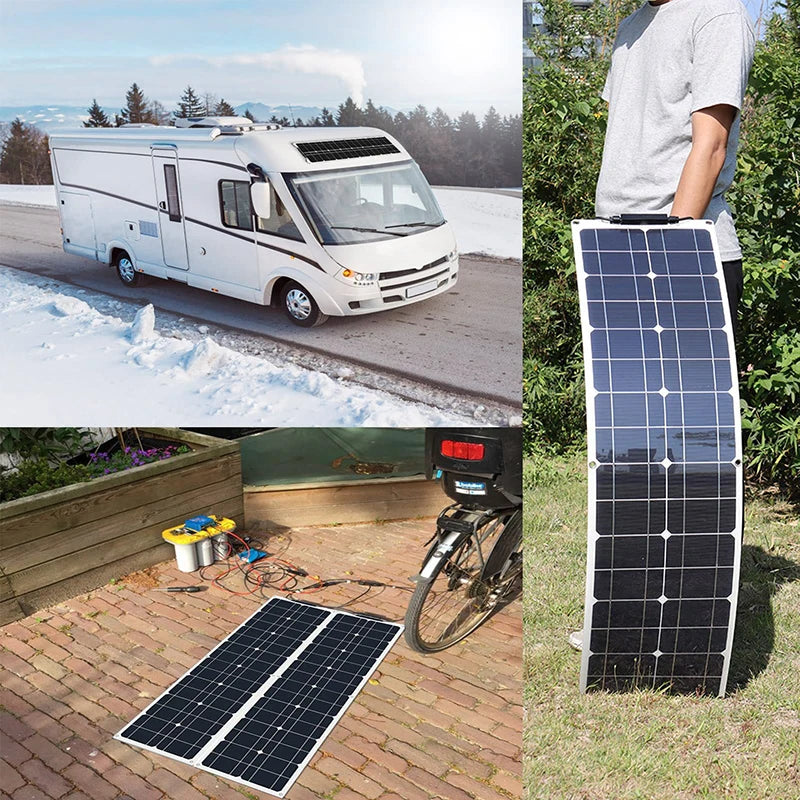 300 Watt Flexible Solar Panel Kit 12V 300W 600W High Efficiency Monocrystalline Silicon Cells PV Panels Solar Power System