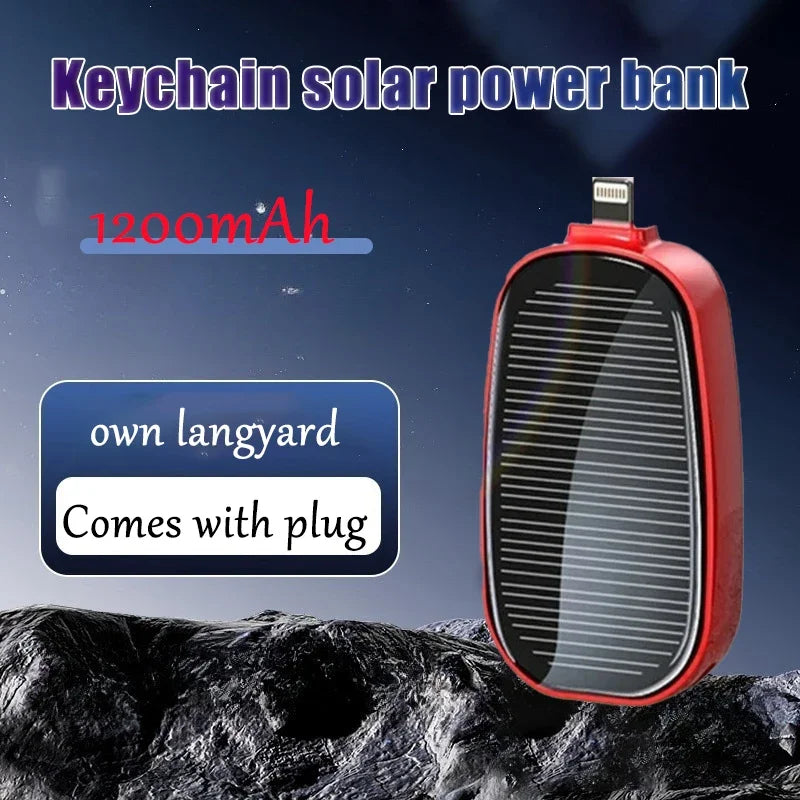 Solar Power Bank Mini Key Ring Portable Charger 1200mAh Outdoor Camping External Battery Emergent Power Cargador Portátil 보조배터리