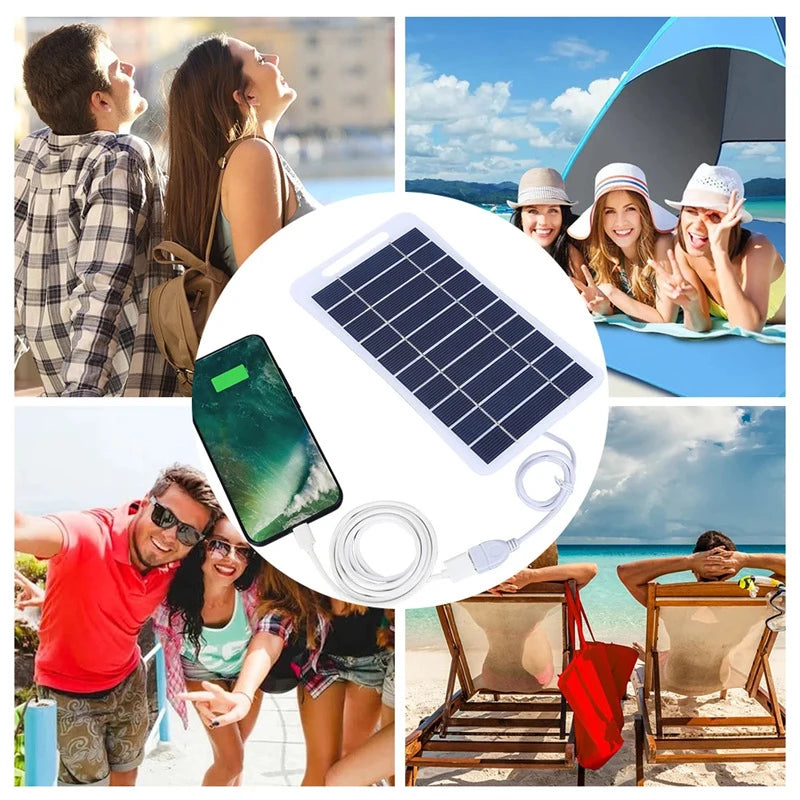 2W 5W Solar Panel With USB Waterproof Outdoor Hiking And Camping Portable Battery Mobile Phone Charging Bank Charging Panel 5V