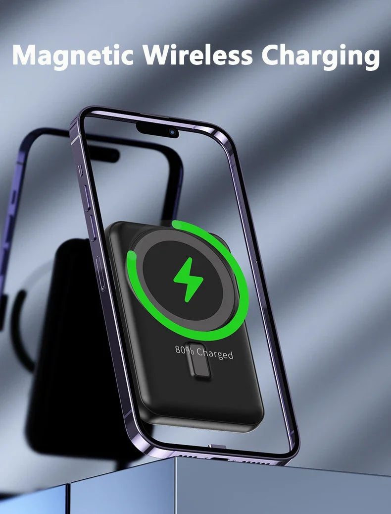 Solar Power Bank 10000mAh Magnetic Wireless Charger Magsafe Powerbank for iPhone 16 15 14 13 Mini Portable Charger Spare Battery