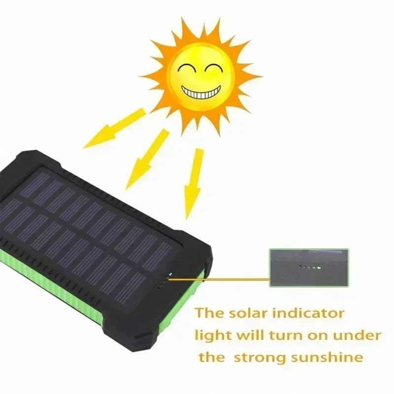Solar Power Bank 100000mAh External Battery Portable Charger Waterproof Power Bank with SOS Flashlight for IPhone Xiaomi Huawei