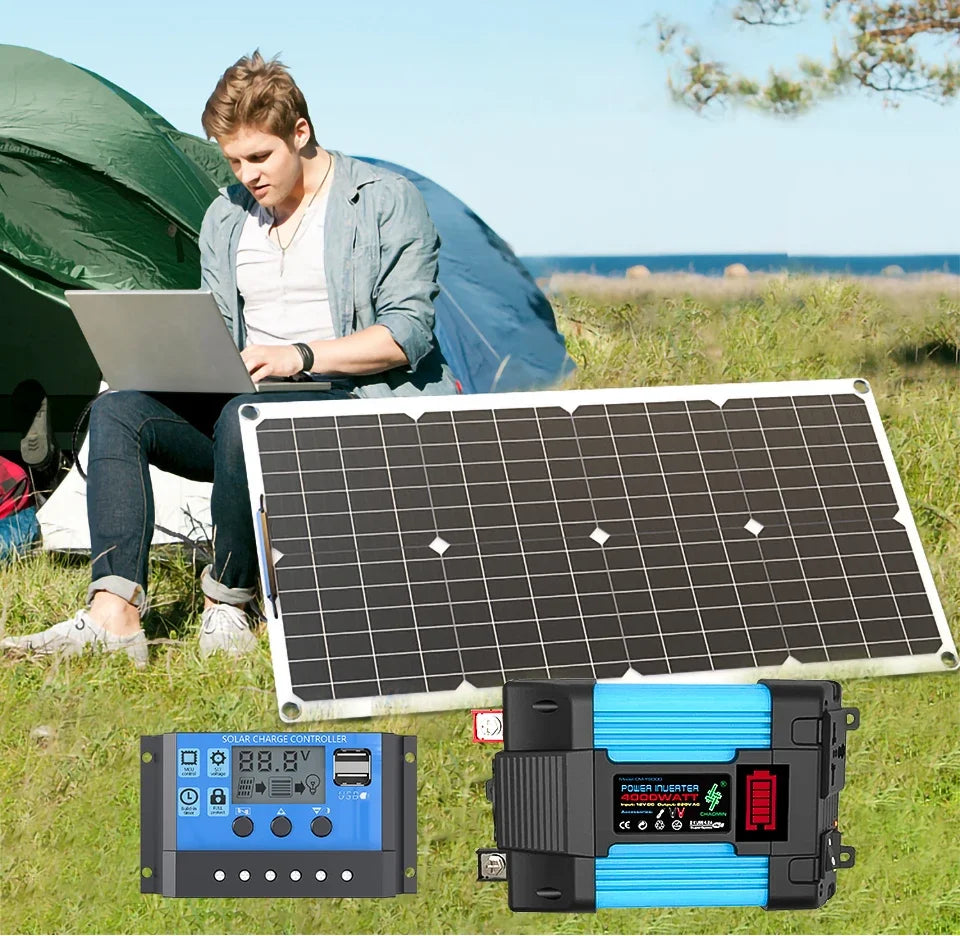 6KW 4KW Flexible Solar Panel Kit – 110V/220V Output, 12V Charger & Pure Sine Wave Inverter, Off-Grid Power for Home &  Outdoor