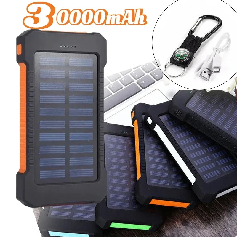 Solar Power Bank 100000mAh External Battery Portable Charger Waterproof Power Bank with SOS Flashlight for IPhone Xiaomi Huawei