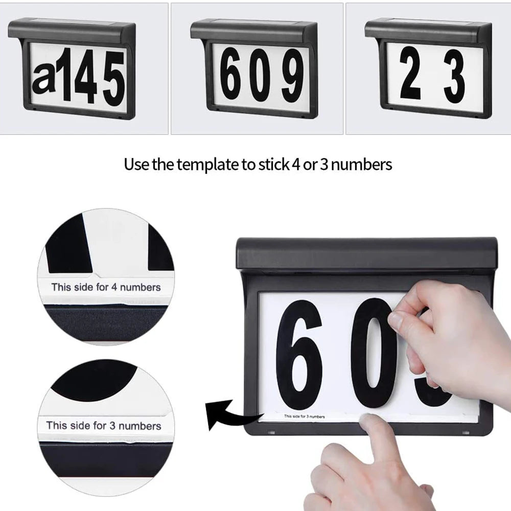 Solar House Number Light Outdoor Waterproof LED Address Sign Lamp Wireless Sunpower Garden Door Decorative Plaque Wall Light