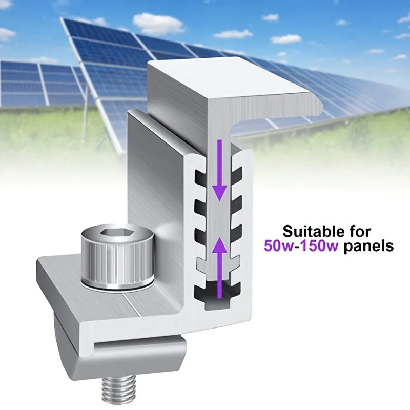 1 set of 4pcs Solar Panel Mounting Brackets Adjustable End Panel Clamp Aluminum Bracket For Solar Panel Photovoltaic Mounting